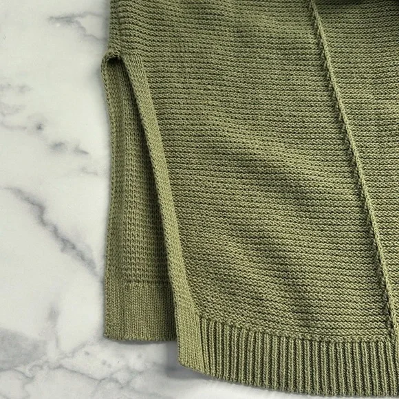 Loft Outlet Open Front Longline Olive Green Knit Duster Cardigan Size Medium - Picture 9 of 11